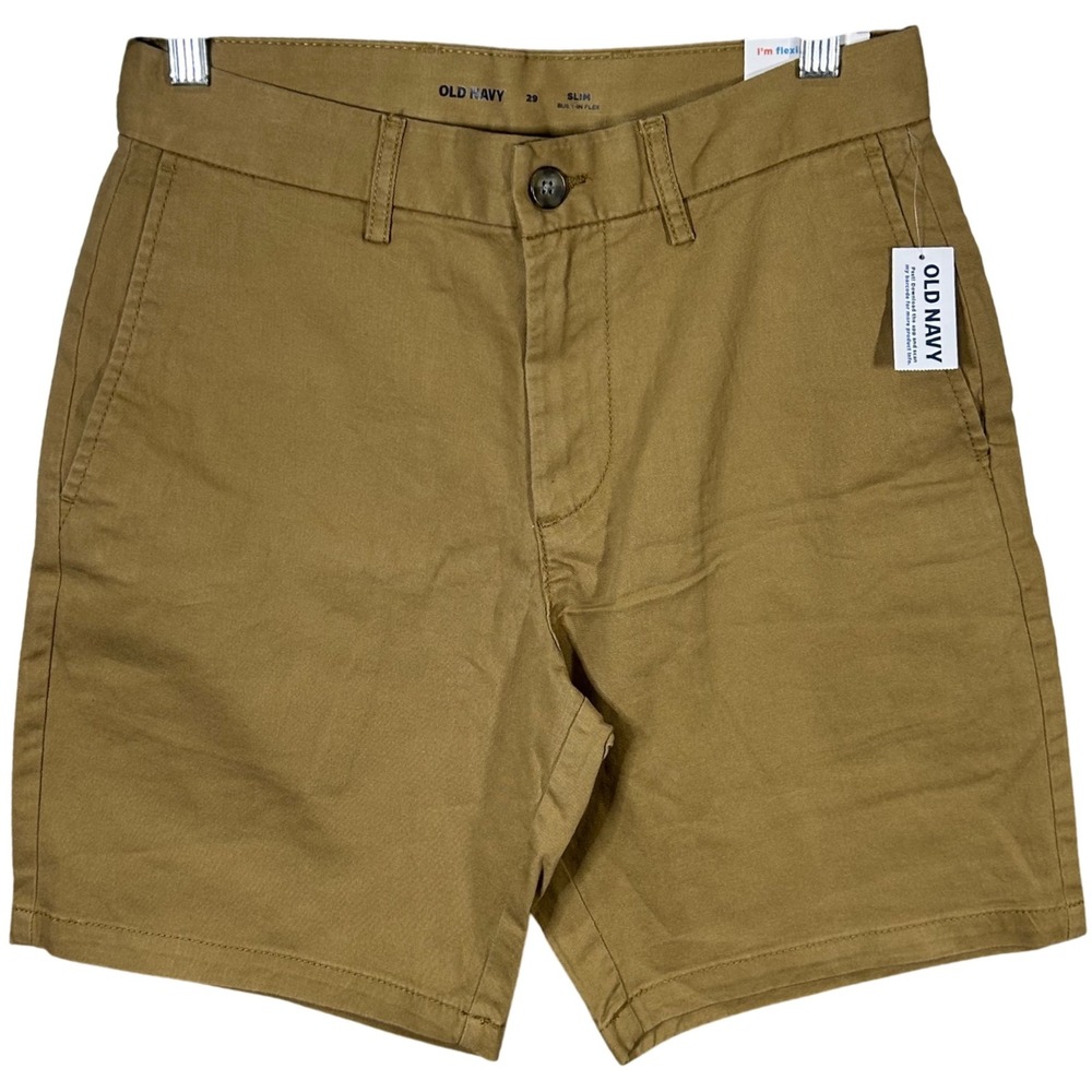 Old Navy‎ Men's Slim Built-in Flex Chino Shorts Size 29 Tan 8 Inch Inseam New